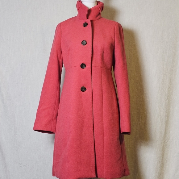 NWT J Crew Womens Uptown Pea Coat SZ 2 Coral Wool Blend Business Casual - Picture 1 of 15